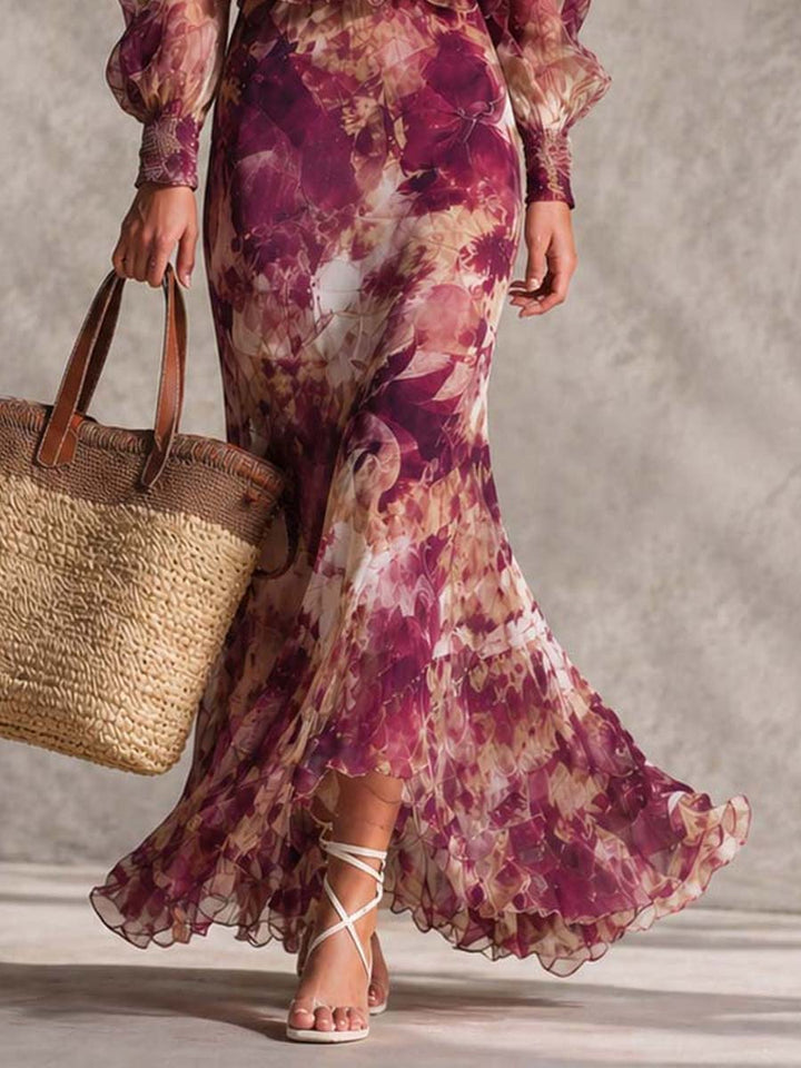 Camille™ | Floral Off-Shoulder Chiffon Maxi Dress