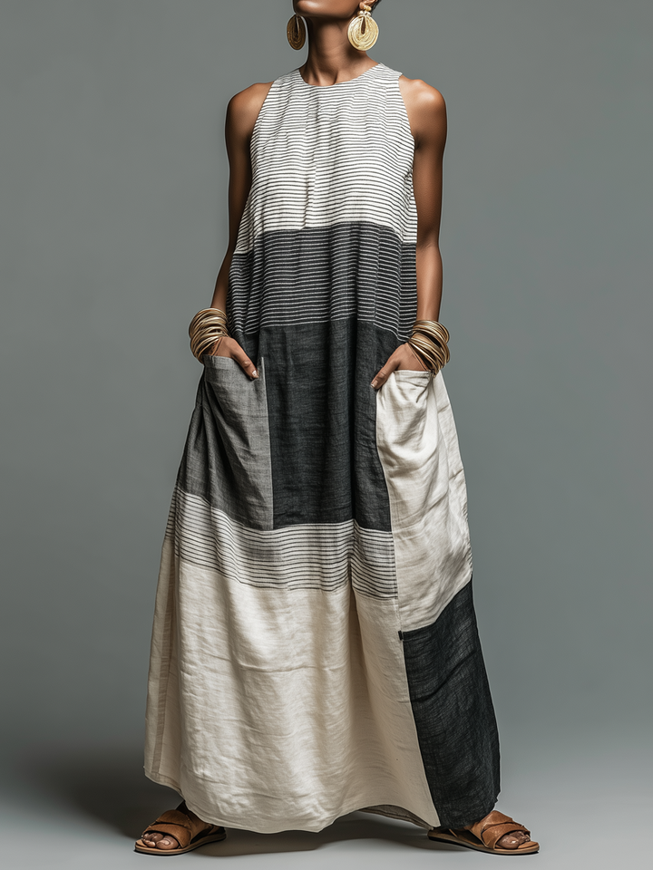 Elodie™ | Sleeveless Striped Maxi Dress