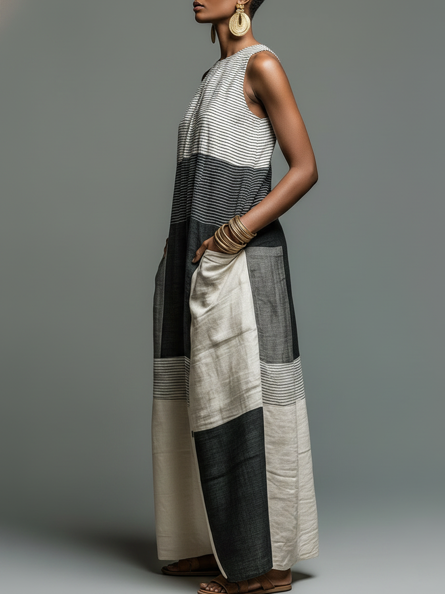 Elodie™ | Sleeveless Striped Maxi Dress
