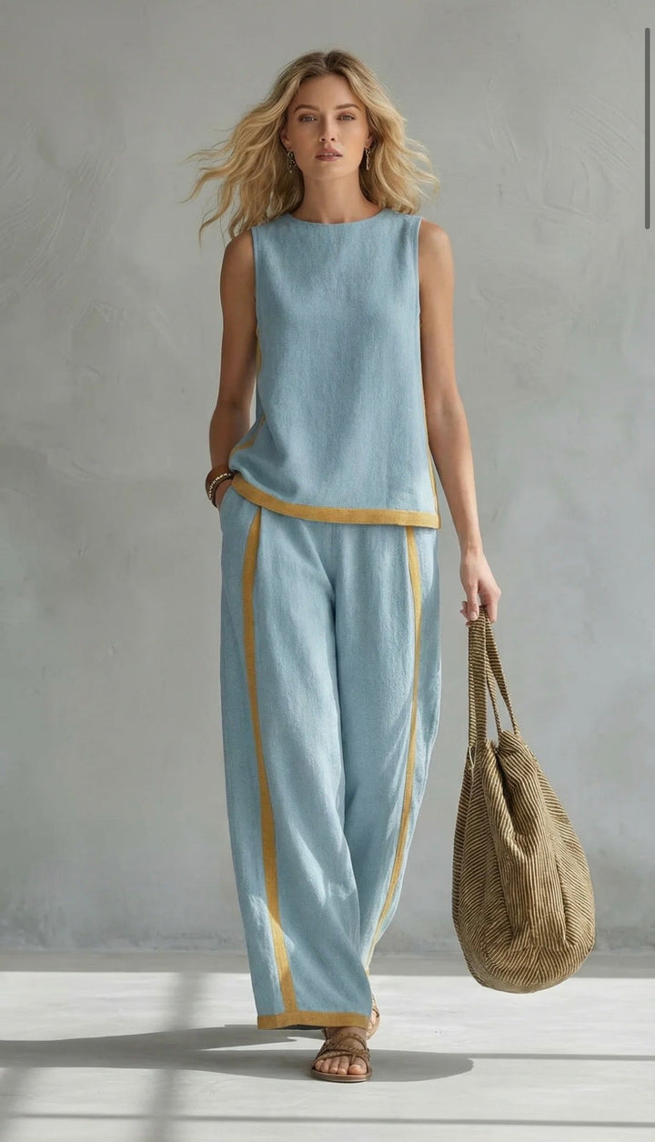 Lydia | Contrast Vest & Trouser Set