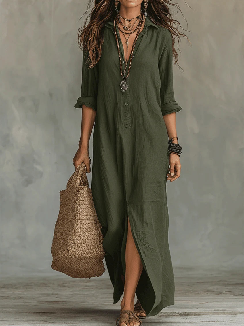 Aveline | Loose-Fitting Maxi Dress with Buttons