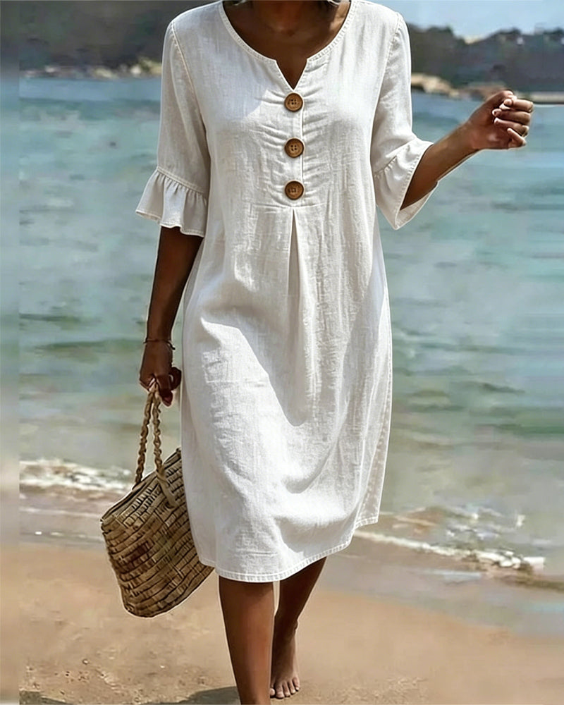 Edwina | Ruffle Sleeve Denim Dress