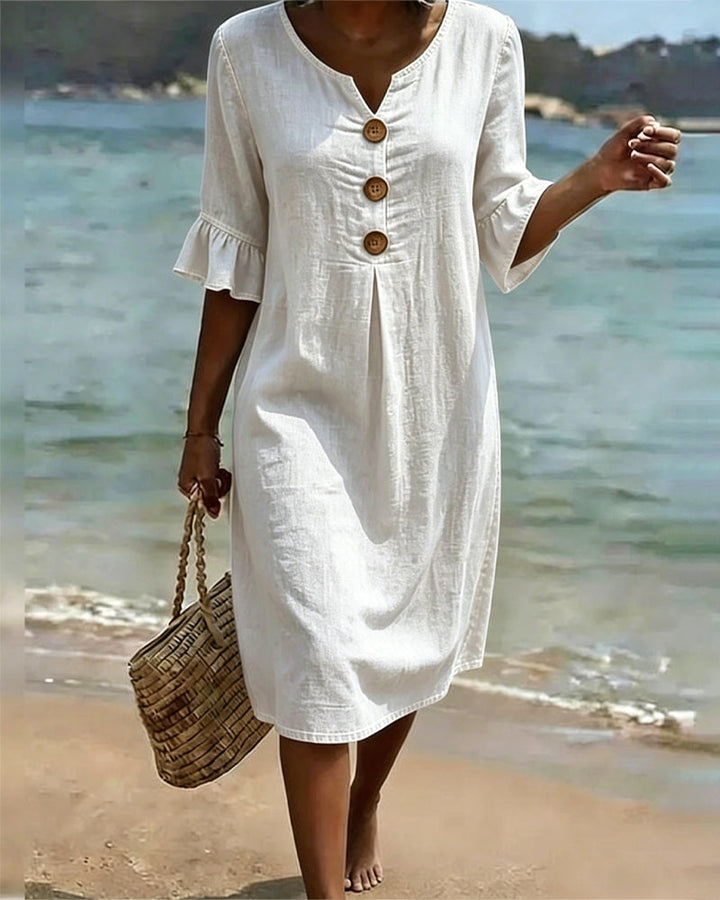 Edwina | Ruffle Sleeve Denim Dress
