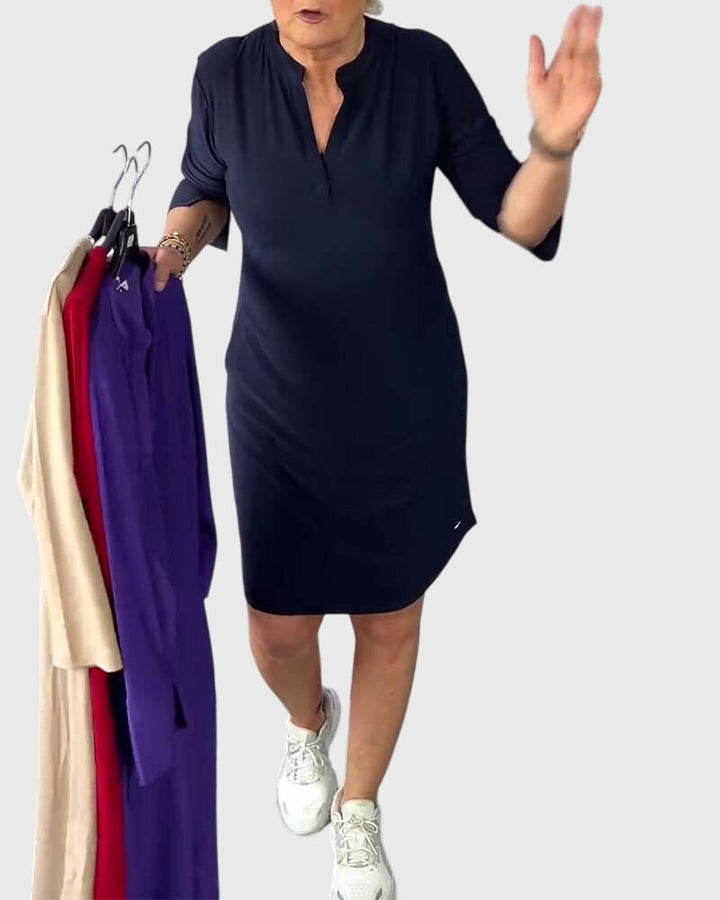 Helena | Solid V-Neck Dress