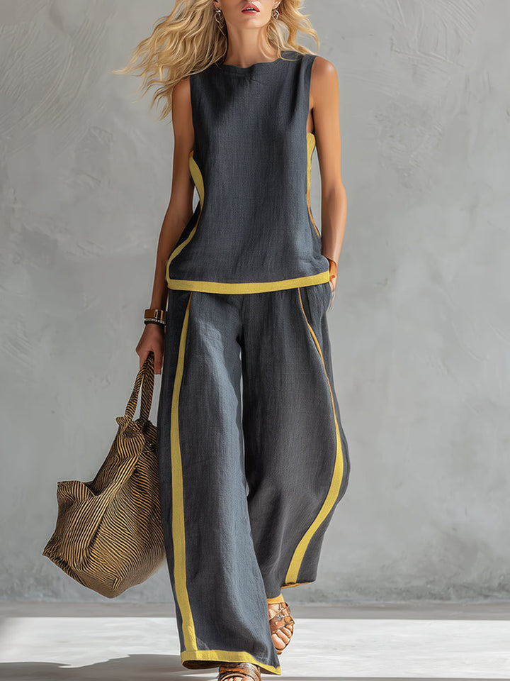 Lydia | Contrast Vest & Trouser Set