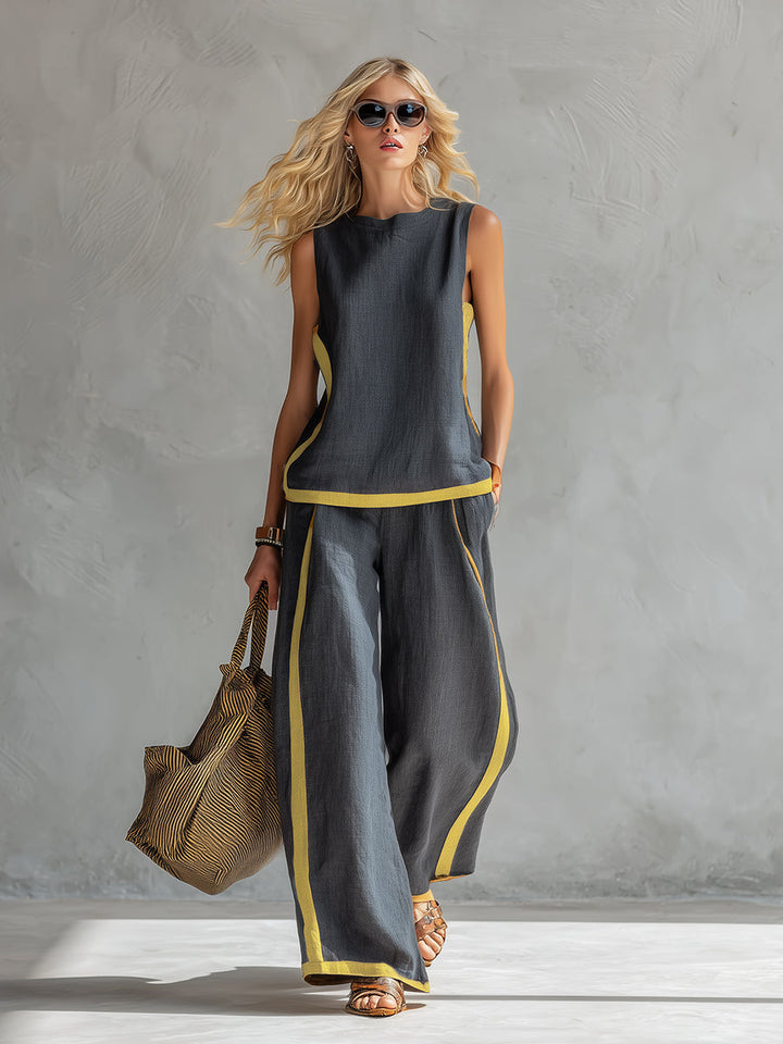 Lydia | Contrast Vest & Trouser Set