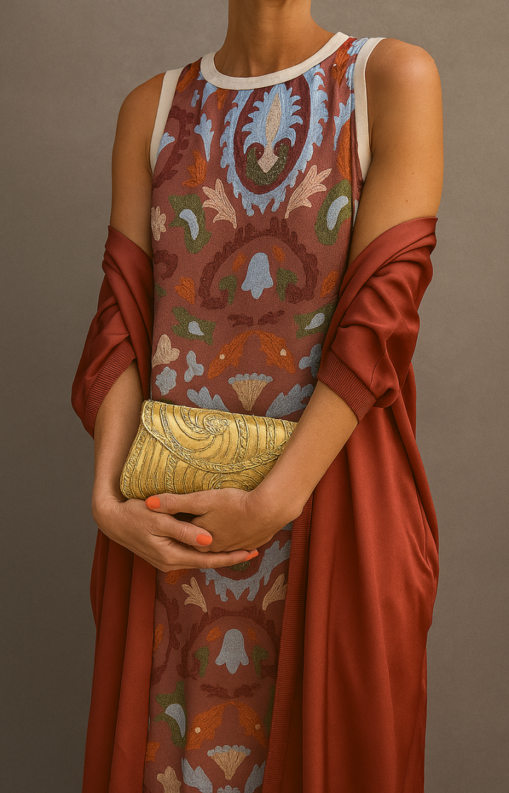 Elina | Printed Maxi Dress & Vest Set