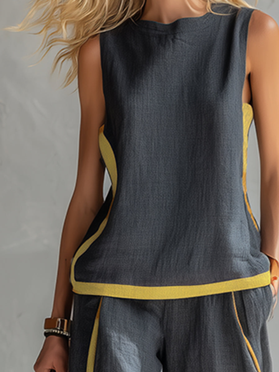 Lydia | Contrast Vest & Trouser Set