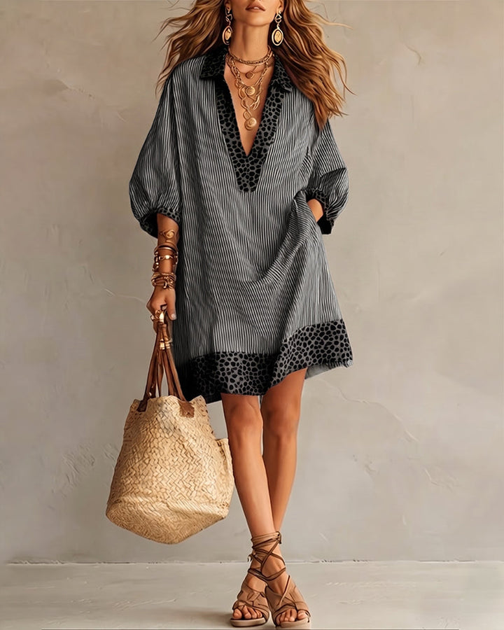 Sienna | Leopard Trim Shirt Dress
