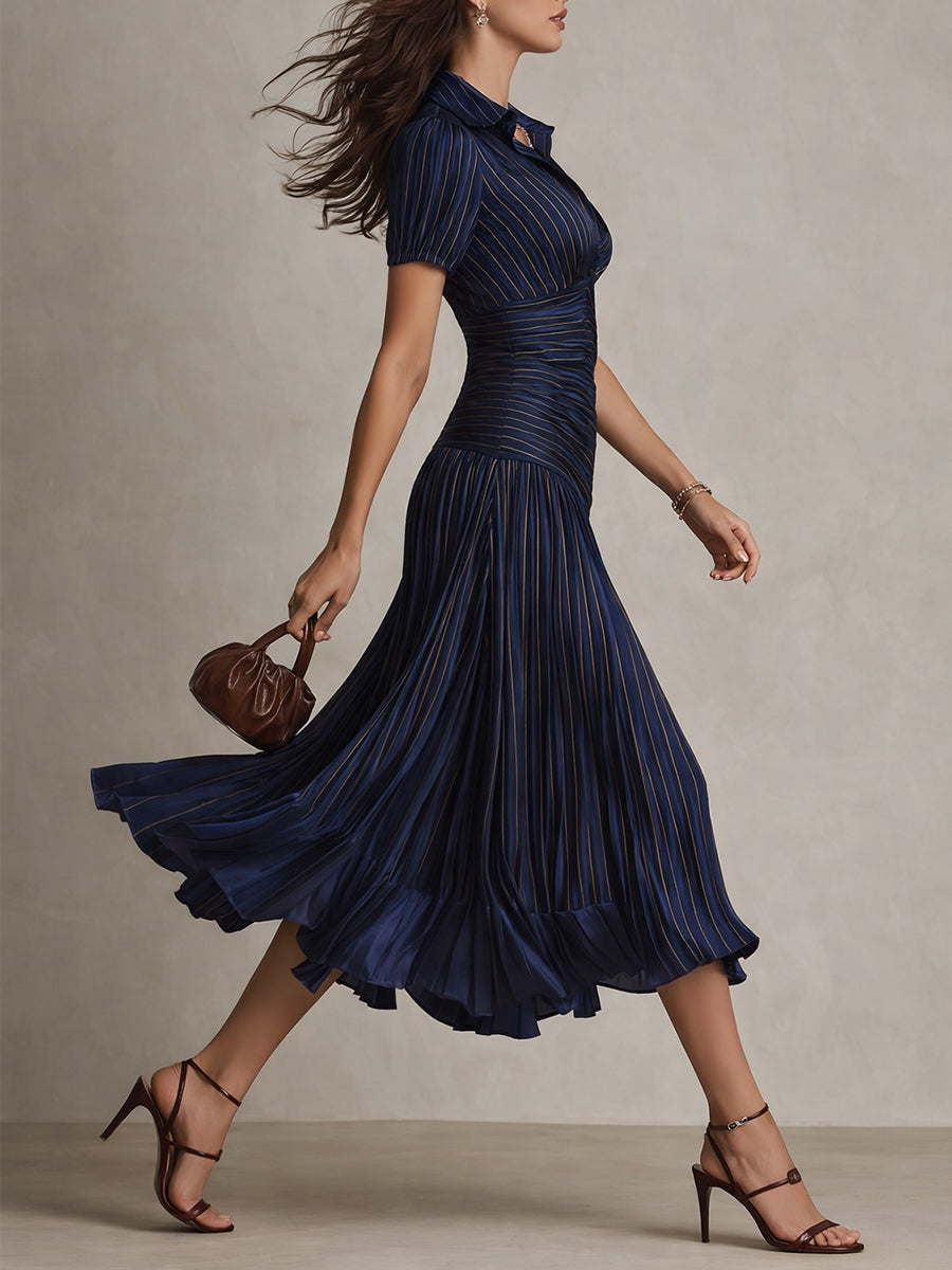 Hannah | Retro Striped Midi Dress
