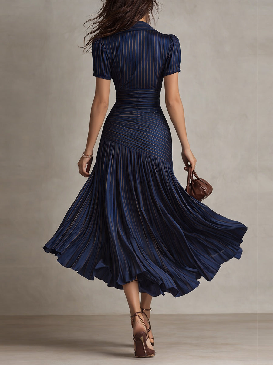 Hannah | Retro Striped Midi Dress