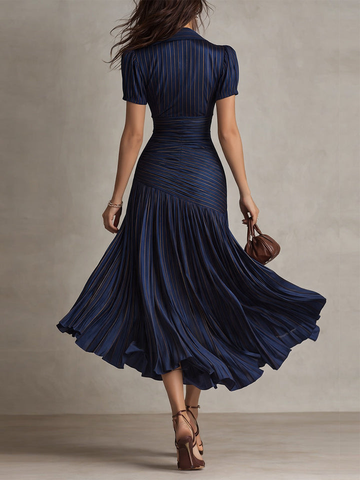 Hannah | Retro Striped Midi Dress