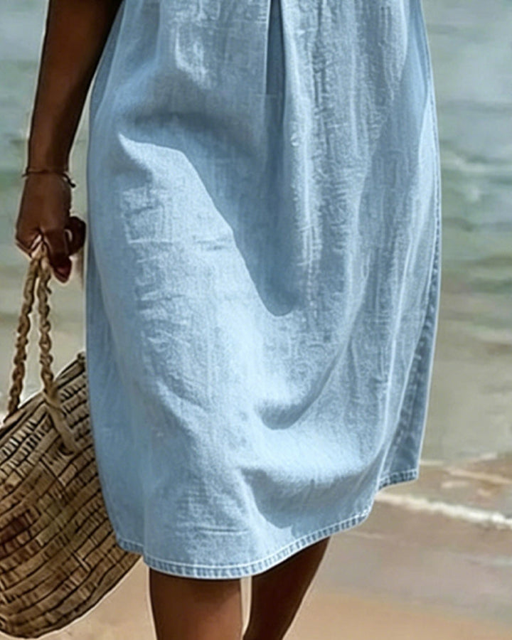Edwina | Ruffle Sleeve Denim Dress