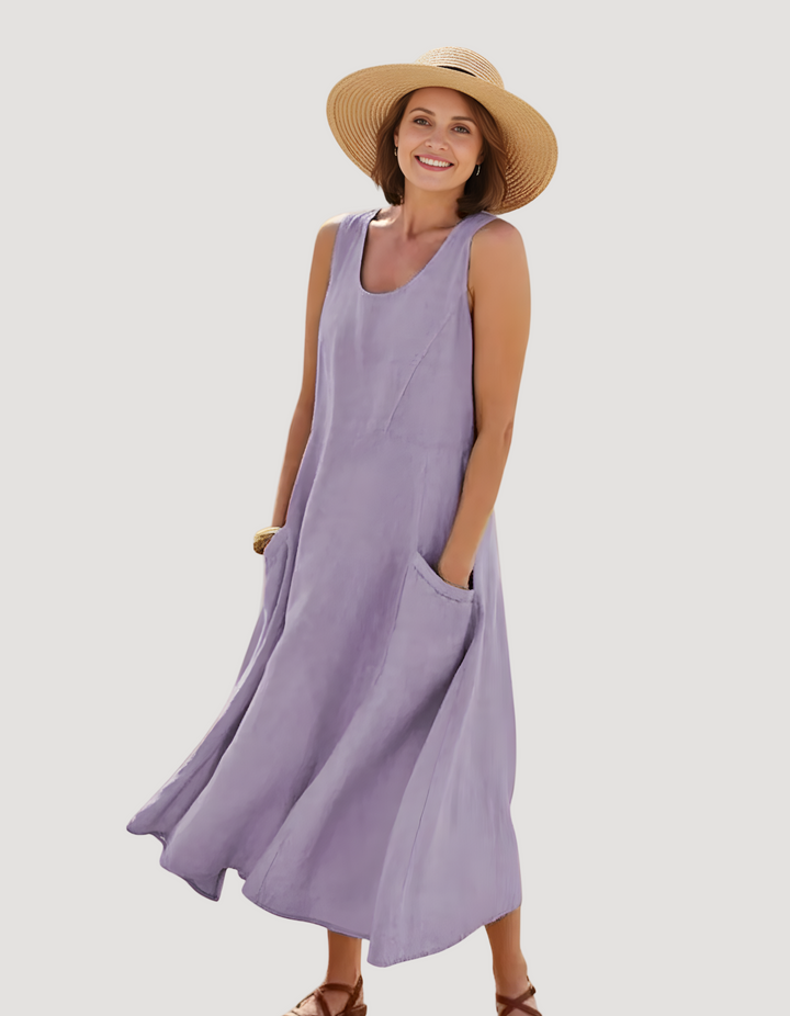 Linen dress with pockets