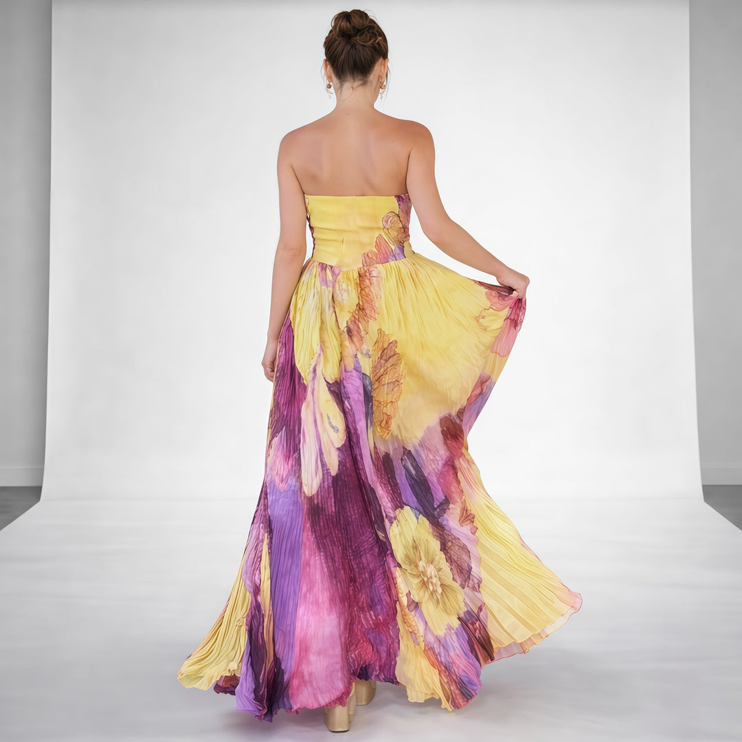 Eleanor | Pleated Strapless Maxi Dress