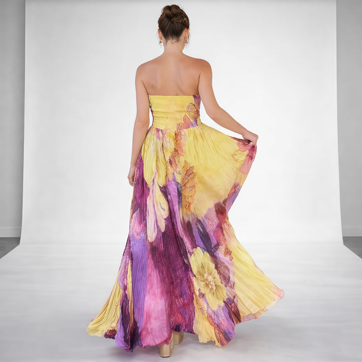 Eleanor | Pleated Strapless Maxi Dress