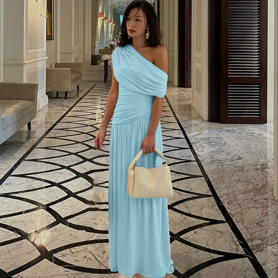 Shina | Elegant One Shoulder Evening Maxi Dress