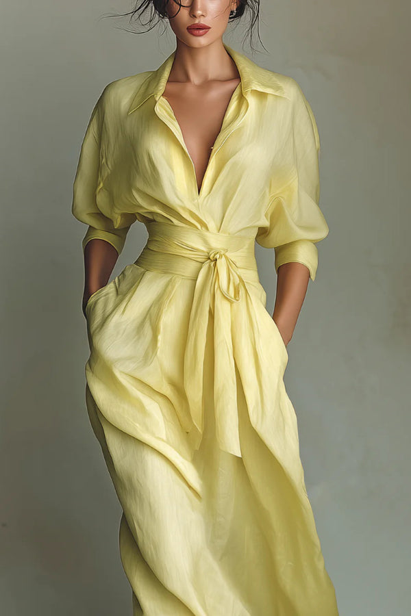 Kaylani | Belted Shirt Maxi Dress