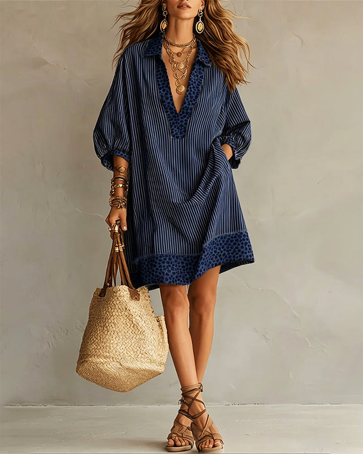 Sienna | Leopard Trim Shirt Dress