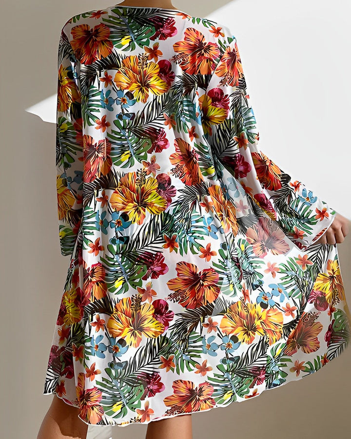 Isla | Tropical Print Cover-Up Bikini Set