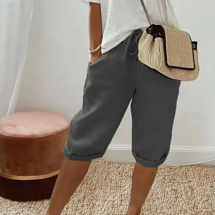 Fenley | Linen Drawstring Capri Shorts