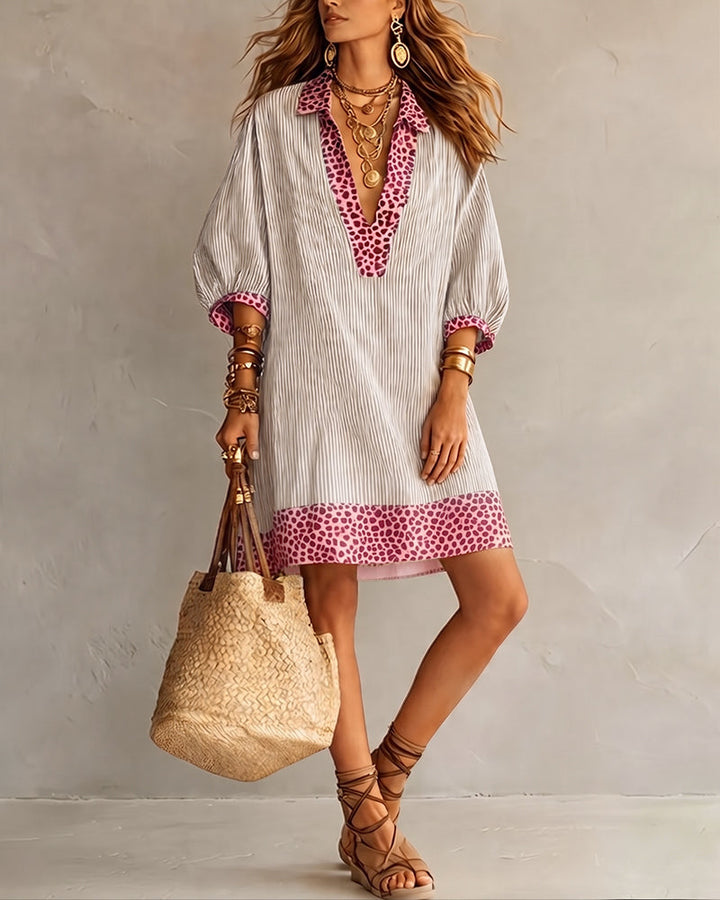 Sienna | Leopard Trim Shirt Dress
