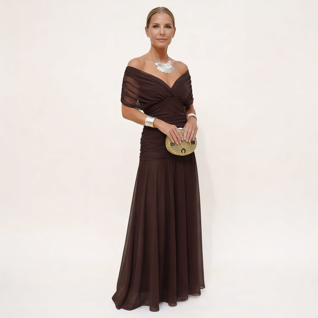 Rosalina | Long Floral V Neck Dress