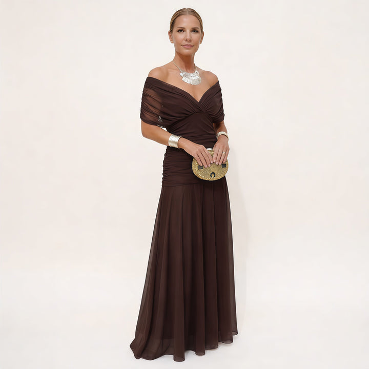 Rosalina | Long Floral V Neck Dress