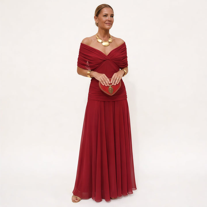 Rosalina | Long Floral V Neck Dress