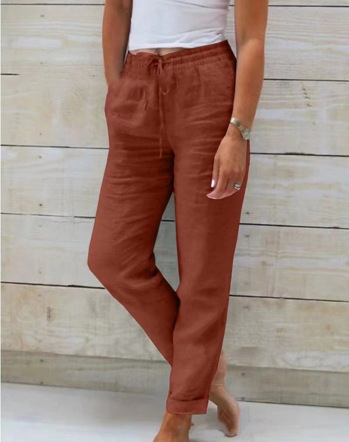 Elisse | Cotton Linen Casual Trousers