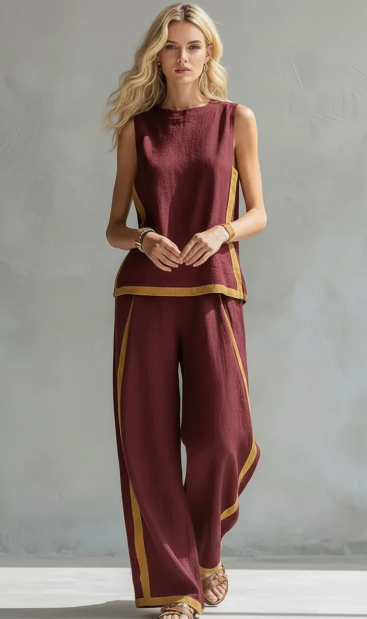 Lydia | Contrast Vest & Trouser Set