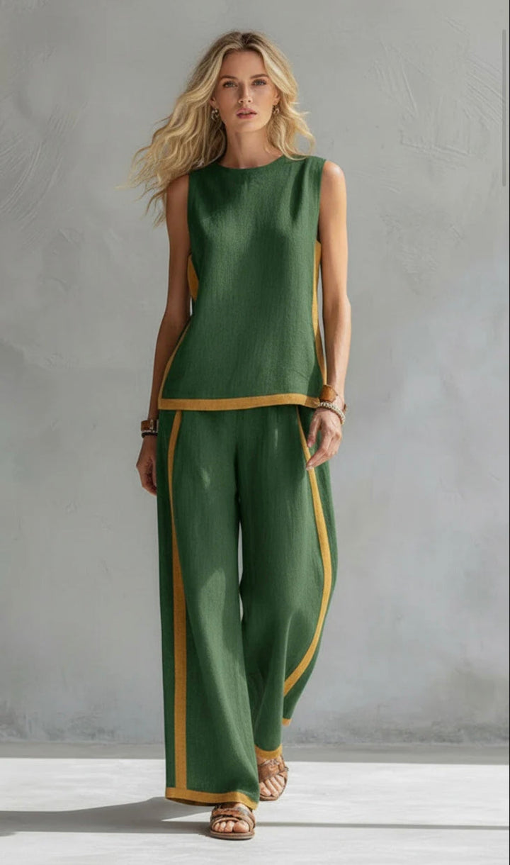 Lydia | Contrast Vest & Trouser Set
