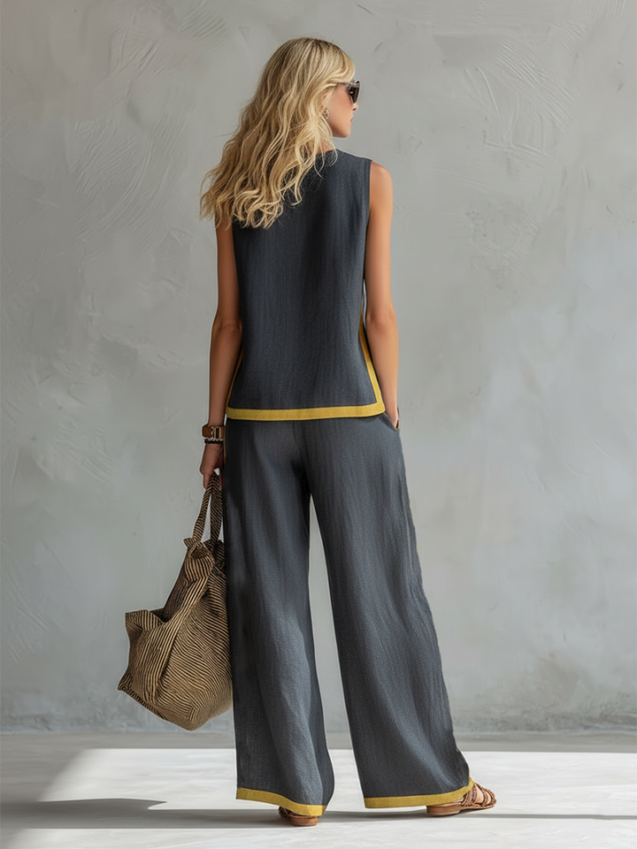 Lydia | Contrast Vest & Trouser Set