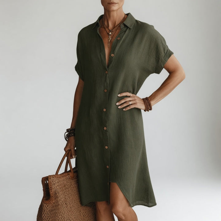 Evelyn™ | Premium Breathable Midi Shirt Dress