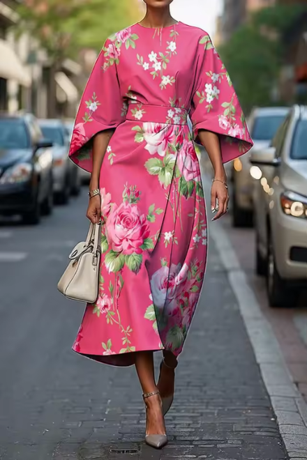 Serena  | Floral Grace Midi Dress