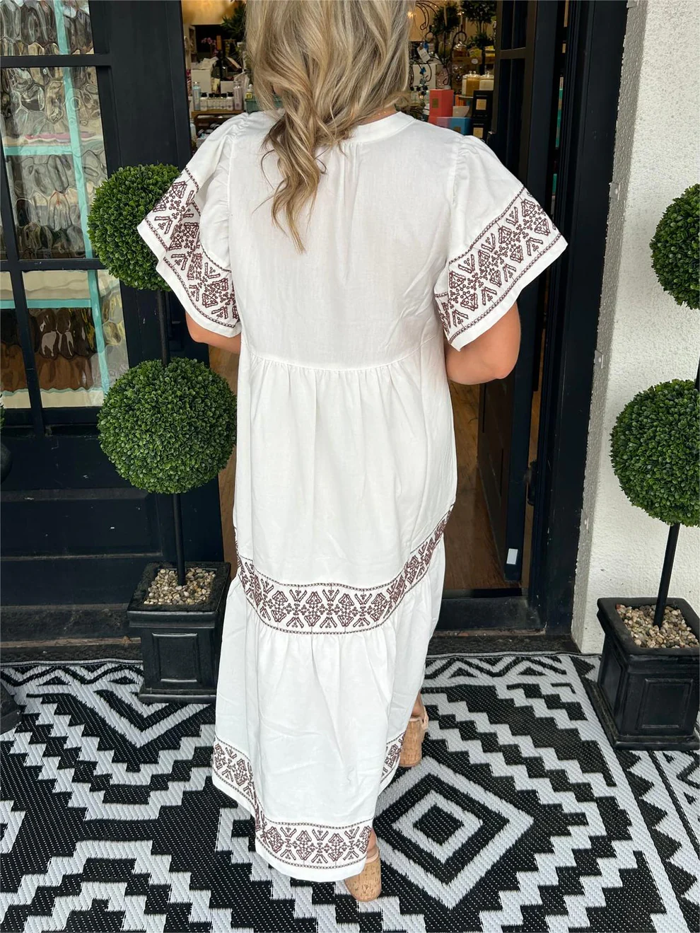 Flowing boho dress with V-neck