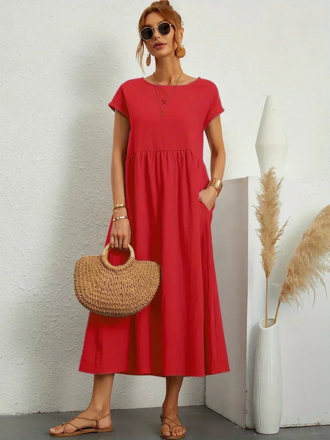 Gabriella | Comfortable Round Neck Maxi Dress