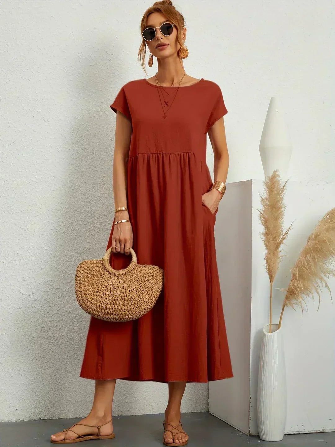 Gabriella | Comfortable Round Neck Maxi Dress