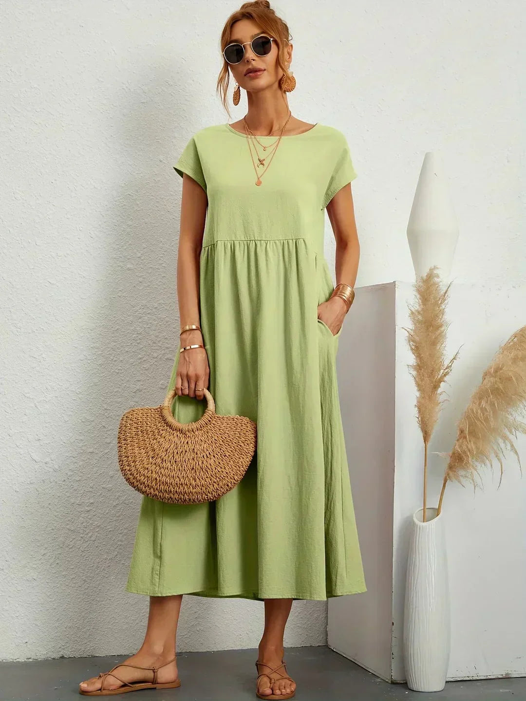 Gabriella | Comfortable Round Neck Maxi Dress
