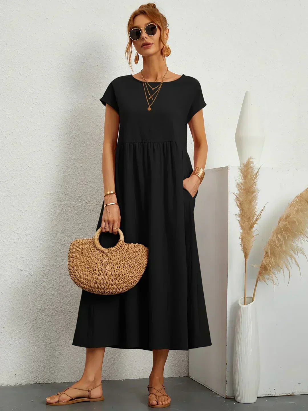 Gabriella | Comfortable Round Neck Maxi Dress