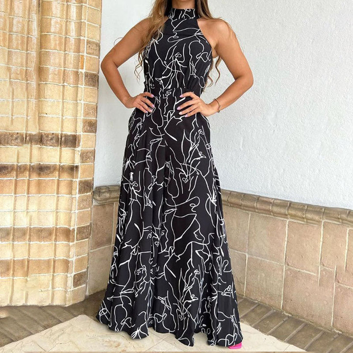 Quinn | Elegant Wide Leg Neck Tie Sleeveless Summer Jumpsuit