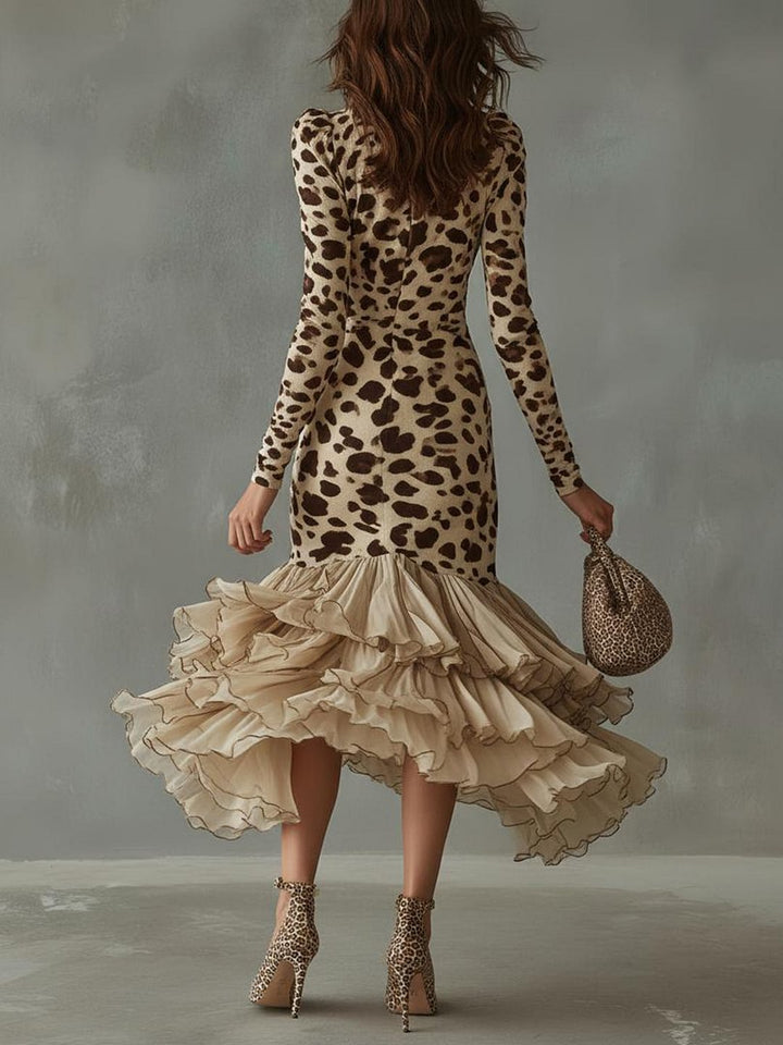 Scarlett | Leopard Print Ruffle Dress