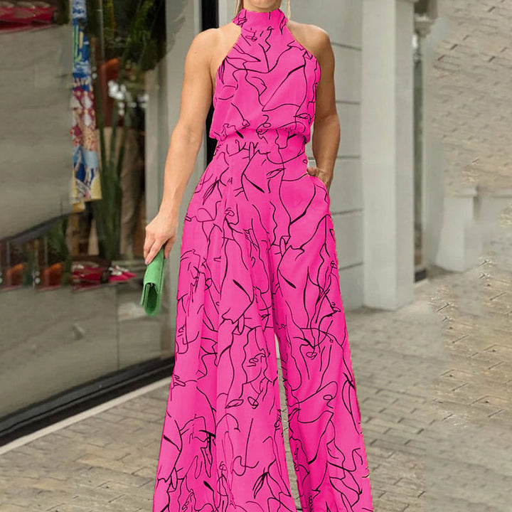 Quinn | Elegant Wide Leg Neck Tie Sleeveless Summer Jumpsuit
