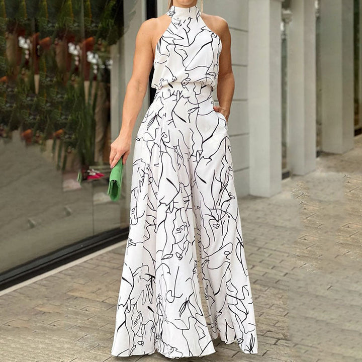 Quinn | Elegant Wide Leg Neck Tie Sleeveless Summer Jumpsuit