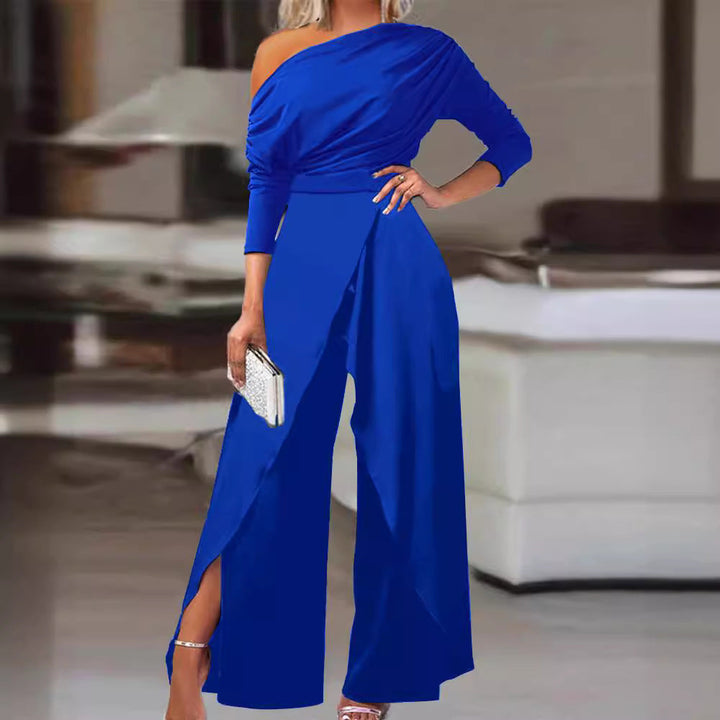 Leilani | Elegant Ruched Wrap Split Hem Jumpsuit
