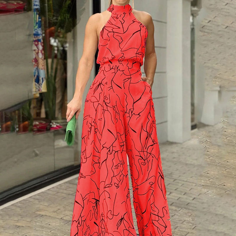 Quinn | Elegant Wide Leg Neck Tie Sleeveless Summer Jumpsuit