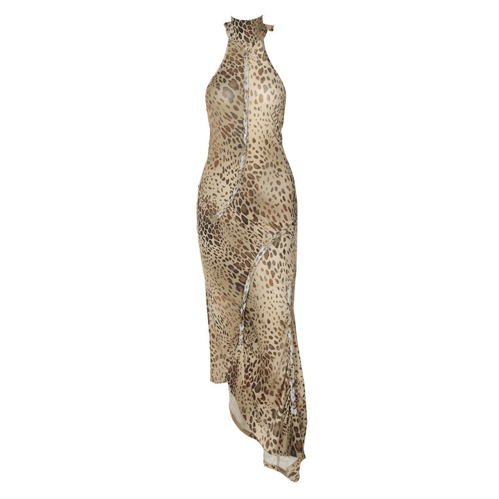 SABINA | Graceful Leopard Backless Sleeveless Maxi Dress