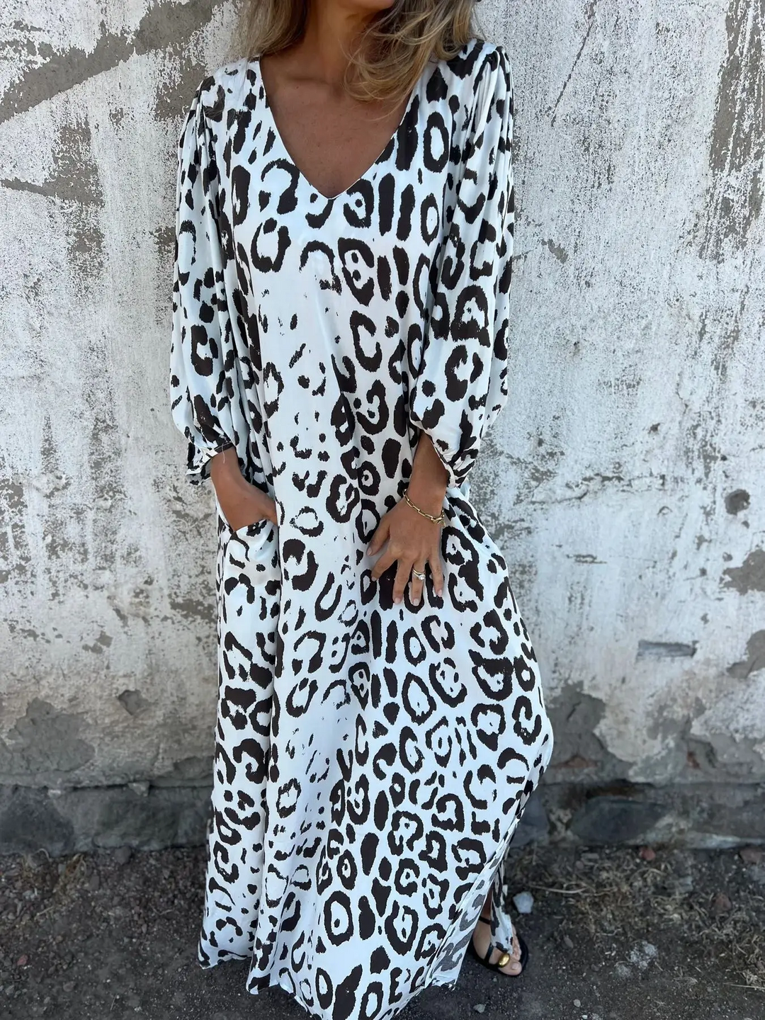 Summer dress with leopard print