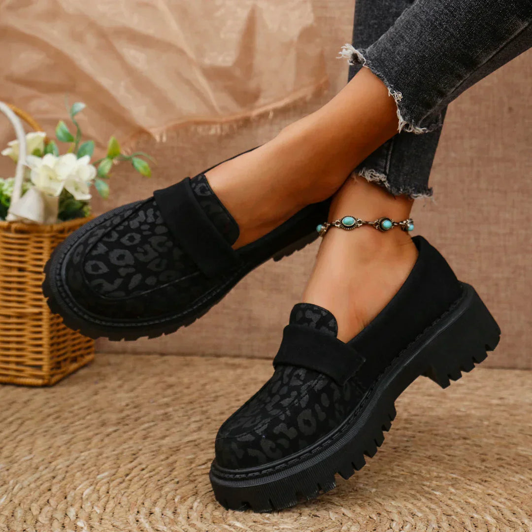 Lorena - Leopard Print Platform Loafers