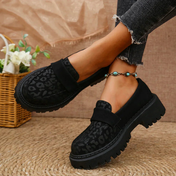 Lorena - Leopard Print Platform Loafers